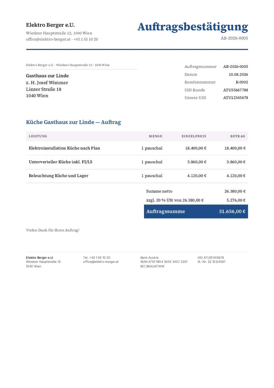 Order confirmation